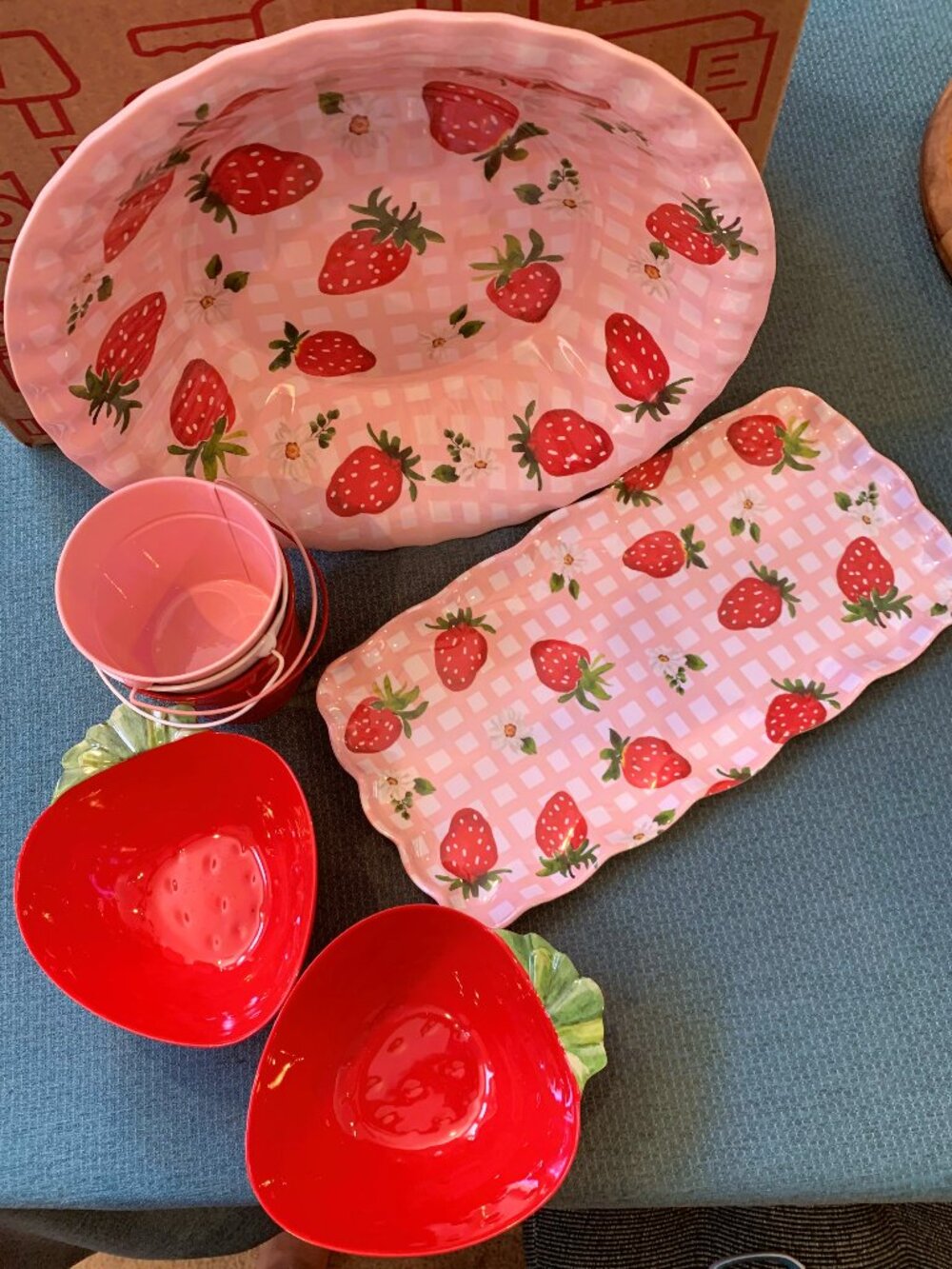 Strawberry serving set baby shower or party or everyday